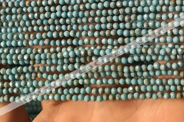 CTG2149 15 inches 2mm,3mm faceted round synthetic turquoise beads