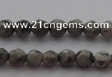 CTG215 15.5 inches 3mm faceted round tiny grey picture jasper beads