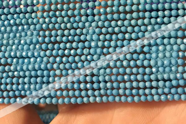 CTG2152 15 inches 2mm,3mm faceted round synthetic turquoise beads