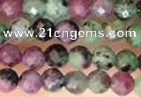 CTG2183 15 inches 2mm,3mm faceted round ruby zoisite beads