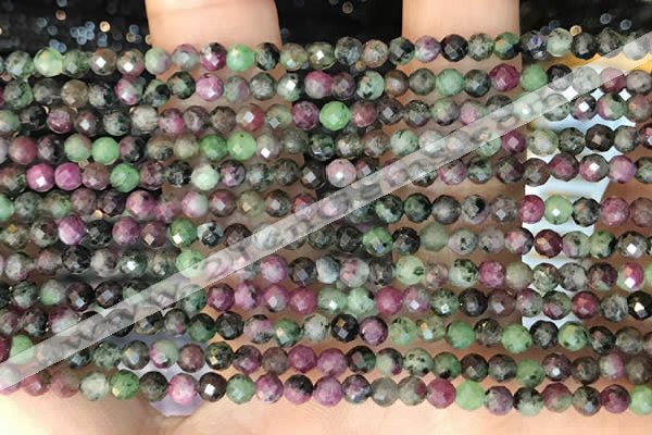 CTG2183 15 inches 2mm,3mm faceted round ruby zoisite beads