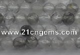 CTG220 15.5 inches 3mm faceted round tiny cloudy quartz beads