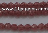 CTG223 15.5 inches 3mm faceted round tiny strawberry quartz beads