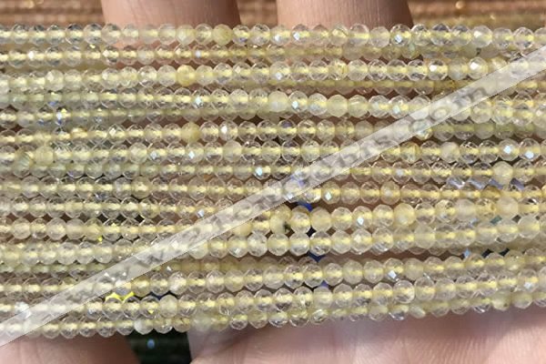 CTG2244 15 inches 2mm faceted round golden rutilated quartz beads