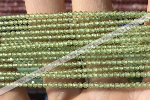 CTG2250 15 inches 2mm faceted round natural olive quartz beads