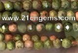 CTG2252 15 inches 2mm faceted round unakite gemstone beads