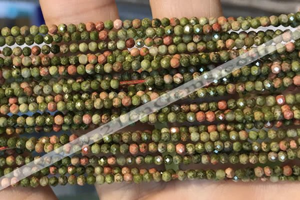 CTG2252 15 inches 2mm faceted round unakite gemstone beads