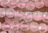 CTG2500 15.5 inches 4mm faceted round rose quartz beads