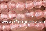 CTG2501 15.5 inches 4mm faceted round cherry quartz beads