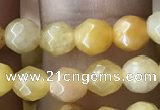 CTG2517 15.5 inches 4mm faceted round yellow jade beads