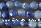 CTG2522 15.5 inches 4mm faceted round blue aventurine beads