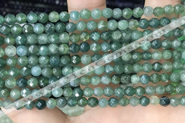 CTG2534 15.5 inches 4mm faceted round moss agate beads