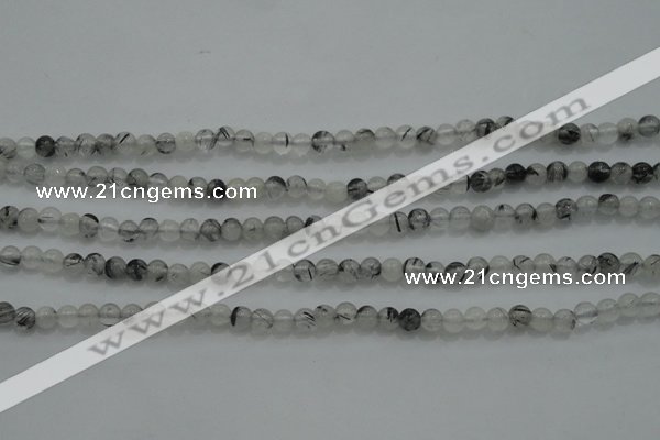 CTG254 15.5 inches 3mm round tiny black rutilated quartz beads