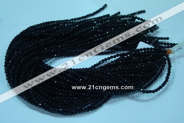 CTG31 15.5 inches 4mm faceted round black agate beads wholesale