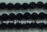 CTG32 15.5 inches 6mm faceted round black agate beads wholesale