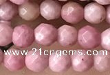 CTG3553 15.5 inches 4mm faceted round pink wooden jasper beads