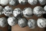 CTG3559 15.5 inches 4mm faceted round grey picture jasper beads