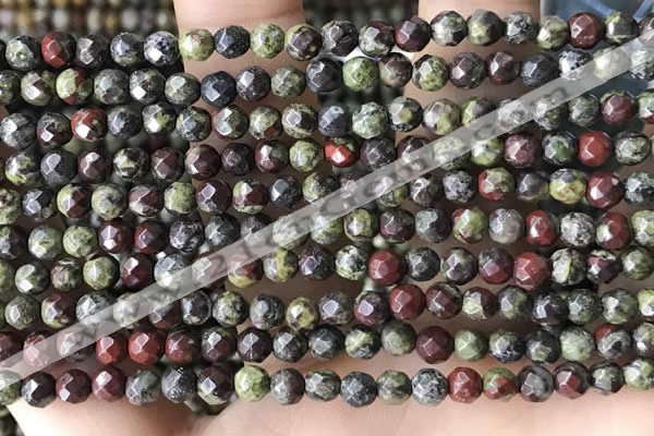 CTG3562 15.5 inches 4mm faceted round dragon blood jasper beads