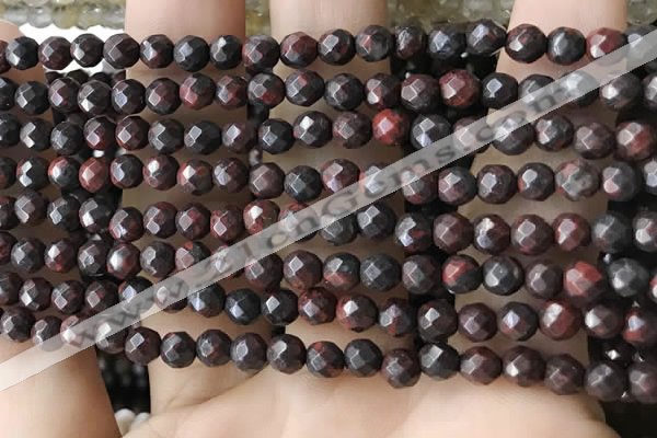 CTG3564 15.5 inches 4mm faceted round brecciated jasper beads