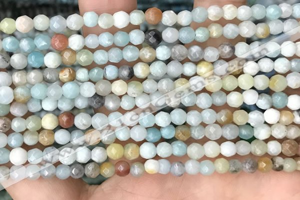CTG3571 15.5 inches 4mm faceted round amazonite beads wholesale