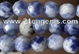 CTG3572 15.5 inches 4mm faceted round blue spot stone beads