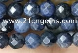 CTG3574 15.5 inches 4mm faceted round dumortierite beads