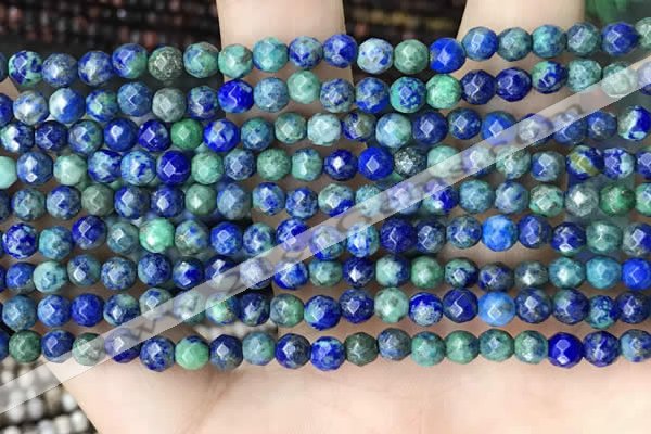 CTG3576 15.5 inches 4mm faceted round chrysocolla beads
