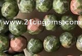 CTG3579 15.5 inches 4mm faceted round unakite beads wholesale