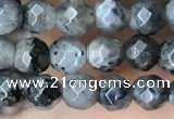 CTG3586 15.5 inches 4mm faceted round black labradorite beads