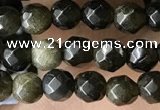 CTG3587 15.5 inches 4mm faceted round golden obsidian beads