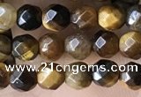 CTG3588 15.5 inches 4mm faceted round yellow tiger eye beads