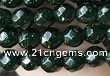 CTG3591 15.5 inches 4mm faceted round green goldstone beads