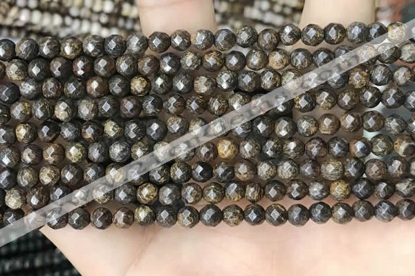 CTG3594 15.5 inches 4mm faceted round bronzite beads wholesale