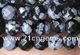 CTG3595 15.5 inches 4mm faceted round snowflake obsidian beads