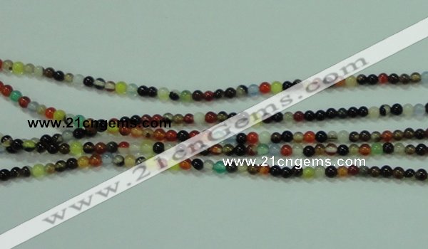 CTG50 15.5 inches 2mm round tiny multi-color agate beads wholesale