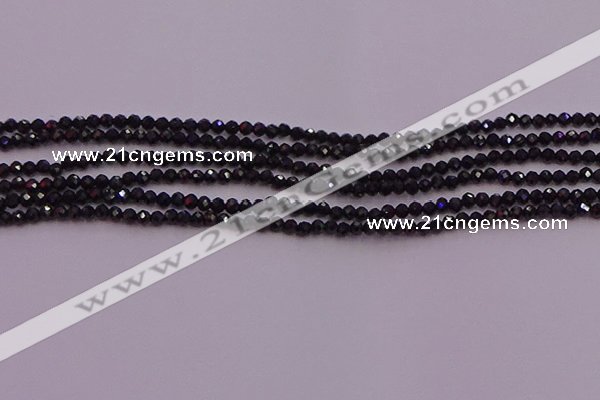 CTG501 15.5 inches 2mm faceted round tiny black spinel beads