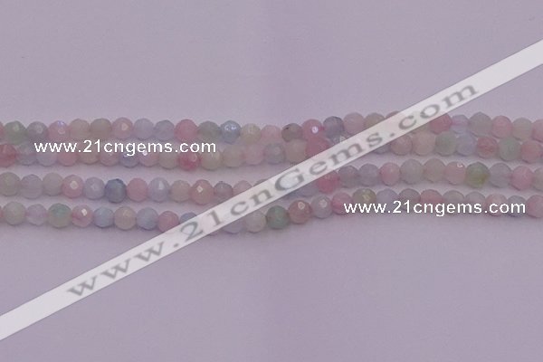 CTG505 15.5 inches 4mm faceted round tiny morganite beads