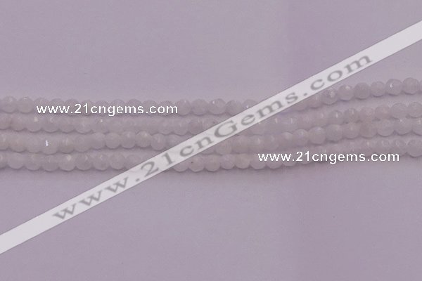 CTG506 15.5 inches 4mm faceted round tiny white moonstone beads