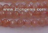 CTG507 15.5 inches 4mm faceted round tiny peach moonstone beads