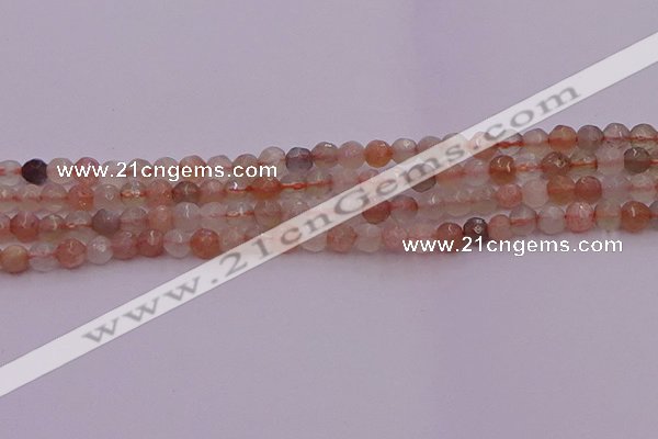 CTG508 15.5 inches 4mm faceted round tiny rainbow moonstone beads