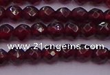 CTG510 15.5 inches 4mm faceted round tiny red garnet beads