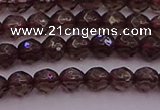 CTG511 15.5 inches 4mm faceted round tiny smoky quartz beads