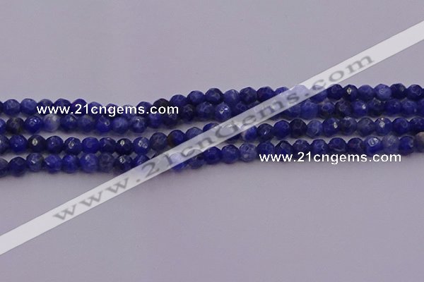 CTG513 15.5 inches 4mm faceted round tiny sodalite beads