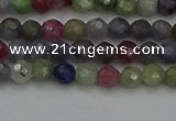 CTG552 15.5 inches 4mm faceted round tiny mixed gemstone beads