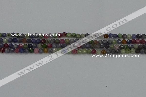 CTG552 15.5 inches 4mm faceted round tiny mixed gemstone beads