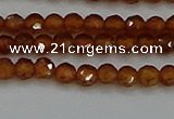 CTG554 15.5 inches 4mm faceted round tiny orange garnet beads