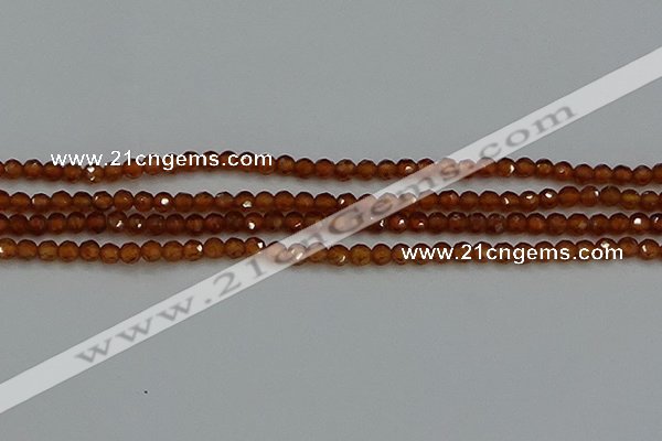 CTG554 15.5 inches 4mm faceted round tiny orange garnet beads