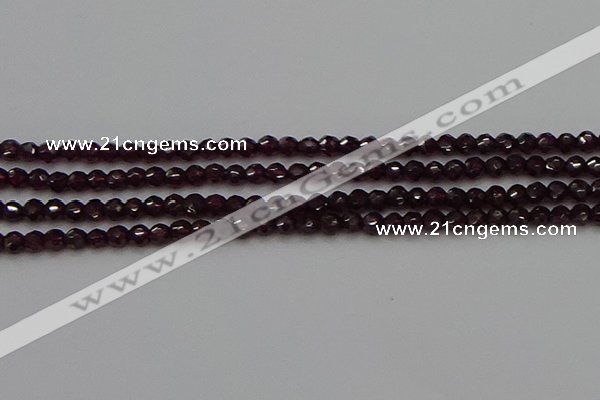 CTG555 15.5 inches 4mm faceted round tiny purple garnet beads