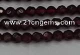 CTG556 15.5 inches 4mm faceted round tiny red garnet beads