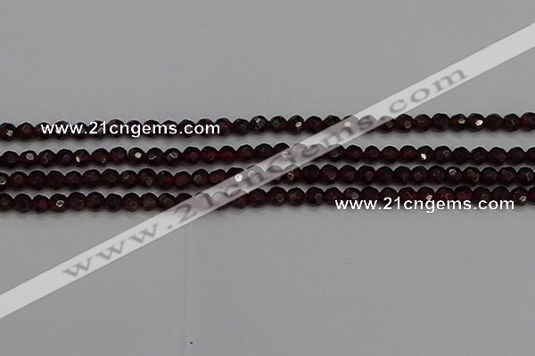 CTG556 15.5 inches 4mm faceted round tiny red garnet beads